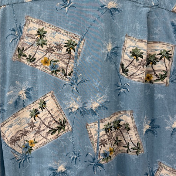 Batik Bay Vintage Hawaiian Blue 100% Rayon Button Down XL Shirt. Beach, Cruise - Picture 4 of 10